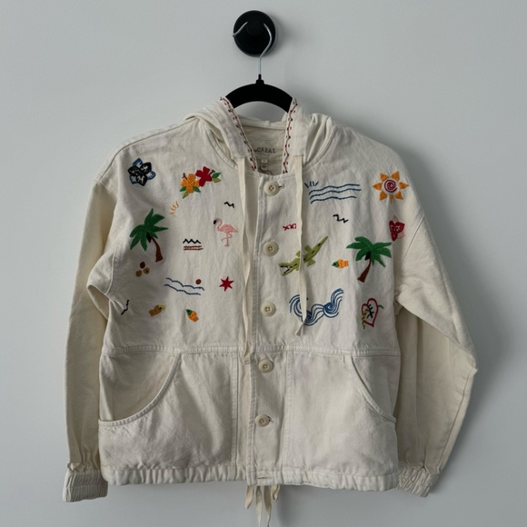 THE GREAT The Waterfront embroidered cotton-twill hooded jacket